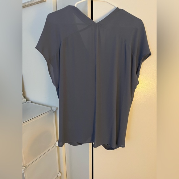 NEW! Lush Blue Draped V-Neck Blouse - Picture 4 of 4